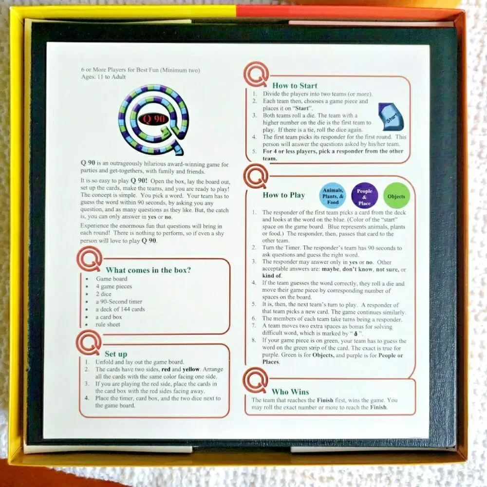 Q90 The Game of Smart Questions Board Game Spark Games Party Trivia Fun COMPLETE
